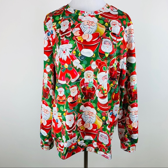Santa Ugly Christmas Sweatshirt Sz Large - Picture 1 of 8